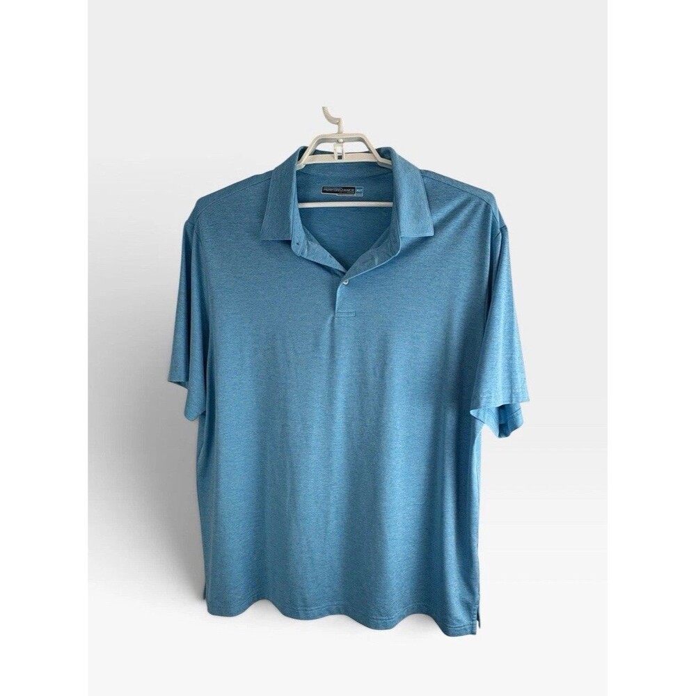Roundtree & Yorke Mens Polo Shirt Size XLT Tall Blue Performance Golf Collar